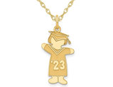 Class of 2023 Girl Cuddle Charm Pendant Necklace in Yellow Plater Sterling Silver with Chain